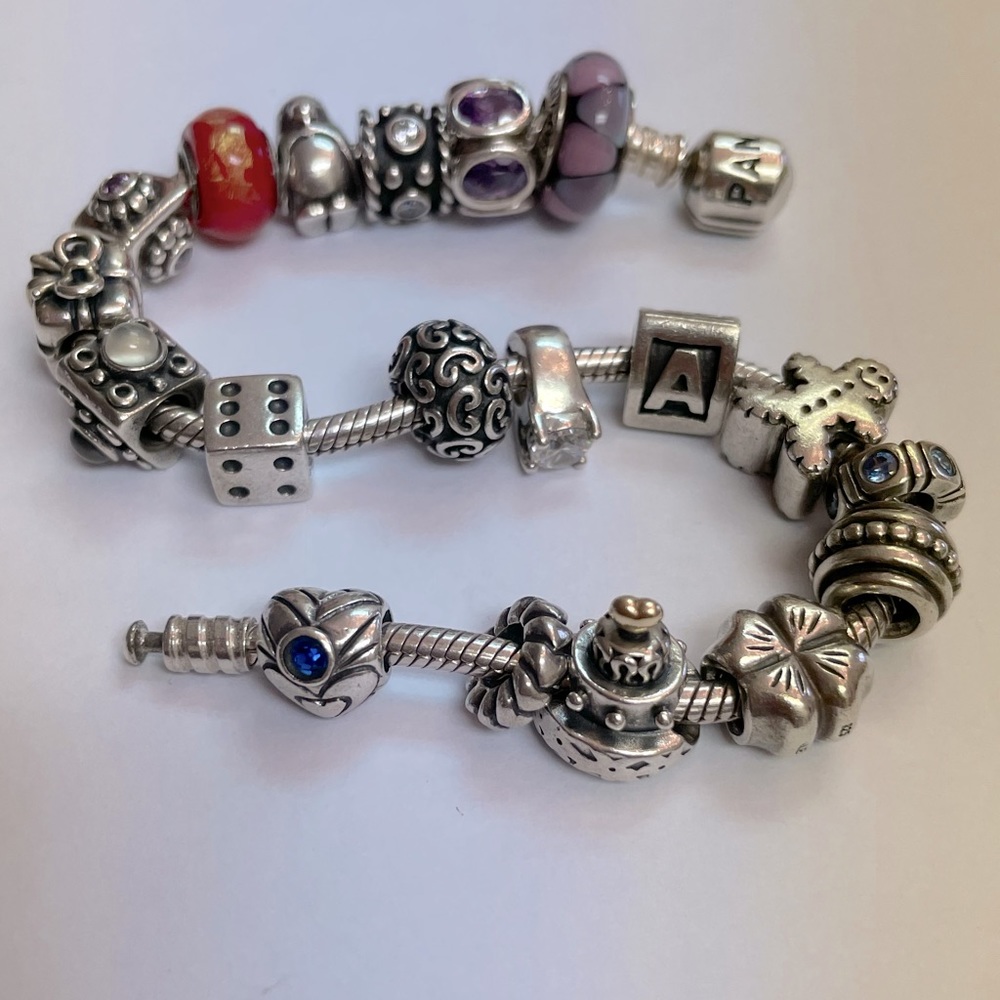 Sterling Silver Pandora bracelet with beads